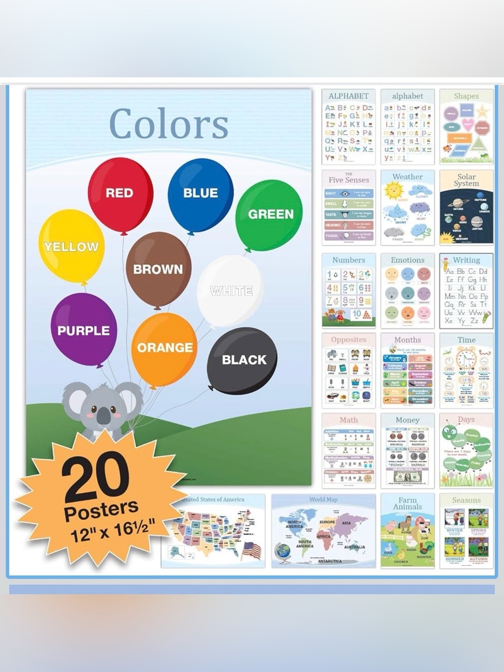 Educational Colors Poster Set - Multicolor -
